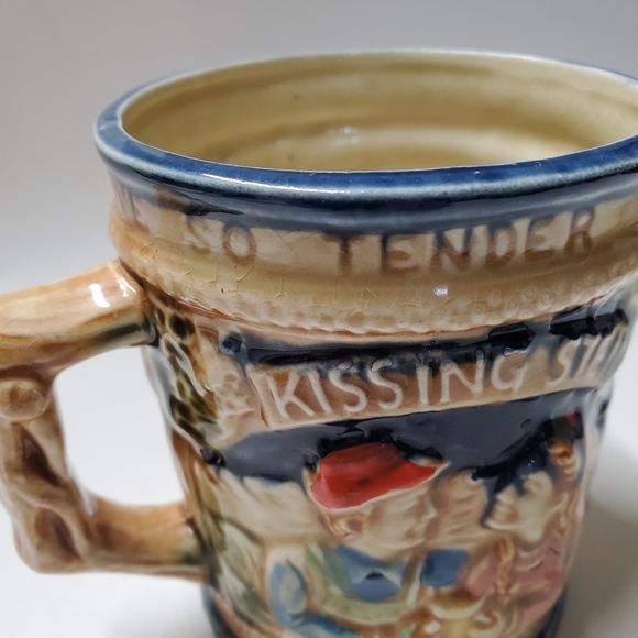 Vintage Two Handled Kissing Beer Stein Lego Japan Romantic Kitschy Cottagecore - Picture 5 of 8